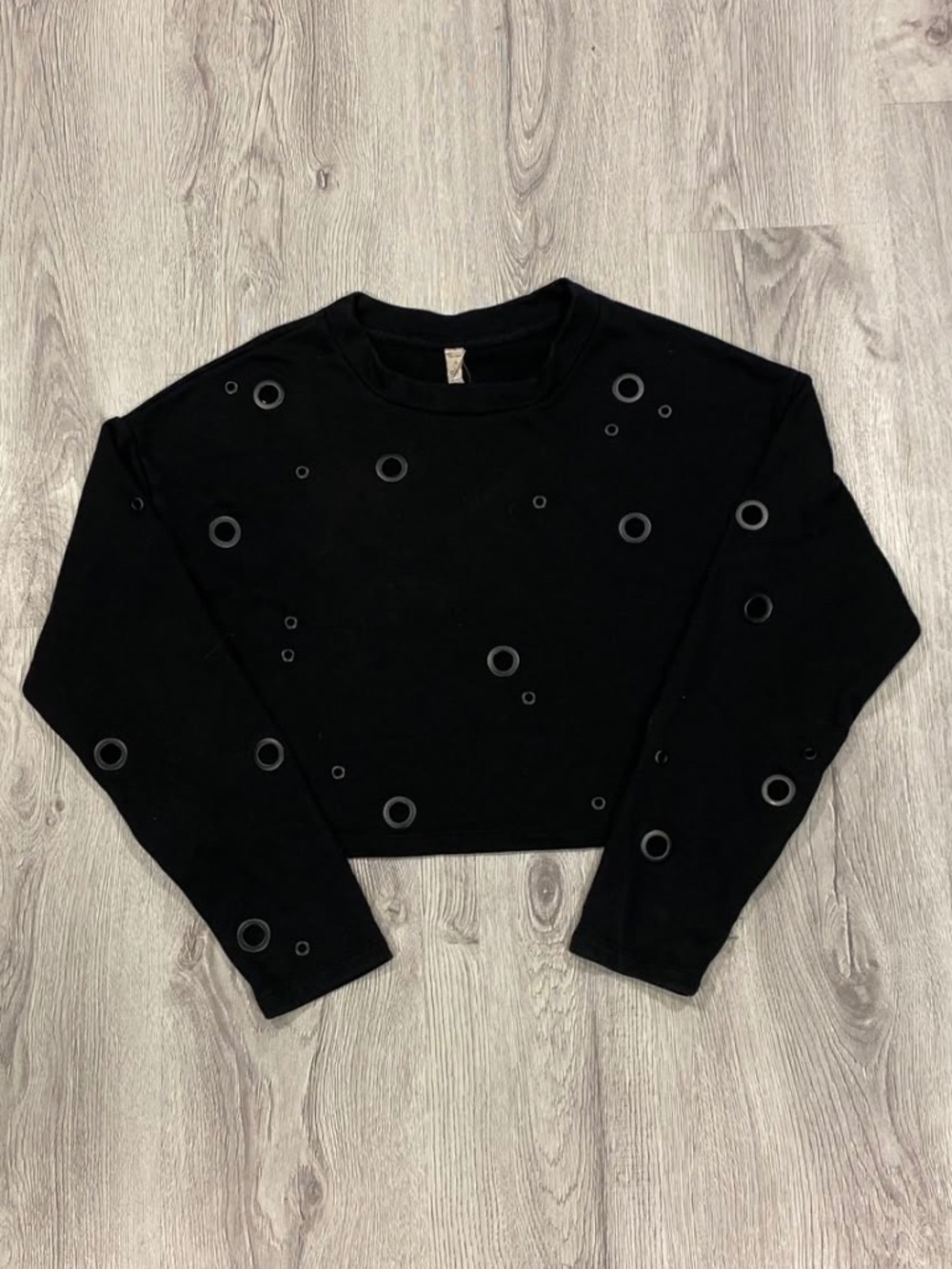 Alo Yoga Black Grommet Detail Cropped Sweatshirt Size S